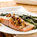 Honey-Dijon Alaska Salmon with Asparagus and Walnuts